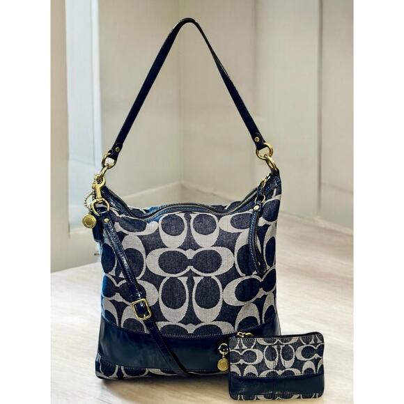 Y2K Coach 12549 Legacy Signature Denim Hobo Bag & 41718 Wristlet - Picture 1 of 16